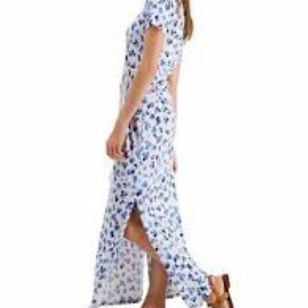 Michael Kors Blue & White Floral Print Maxi Dress/Size L - Picture 2 of 13